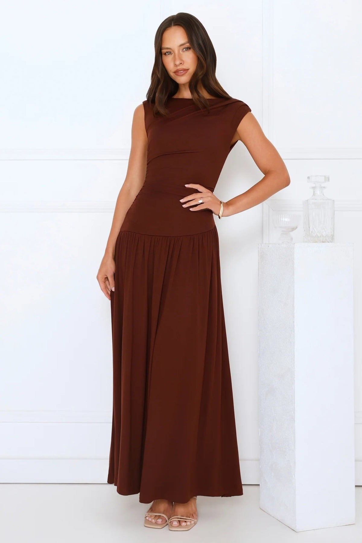 Sophisticated Simplicity Maxi Dress Brown