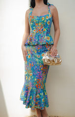 Pauline Peplum Dress ~ Painterly Petals