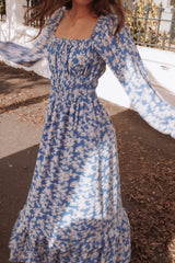 Aine Midi Dress - Blue Floral