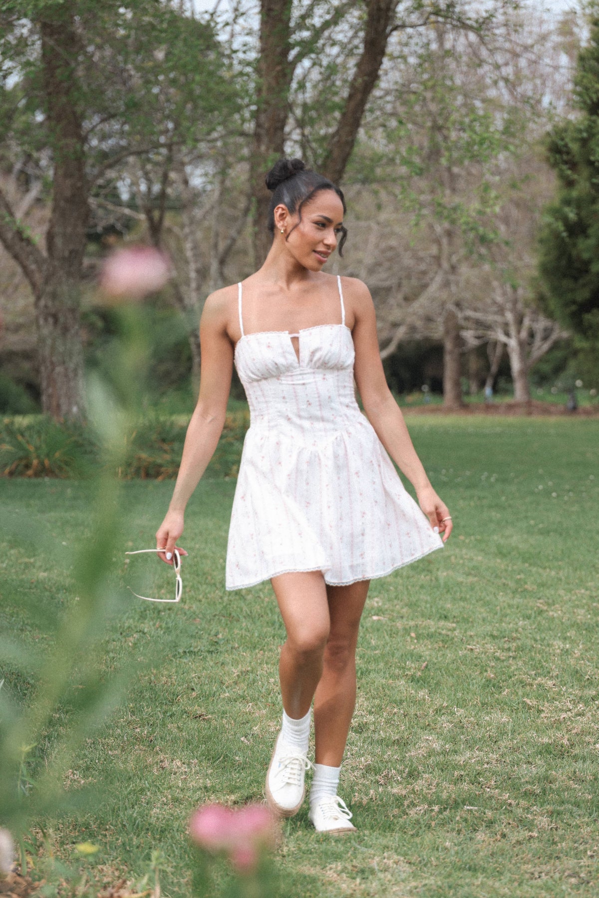 Athena Mini Dress - White Floral