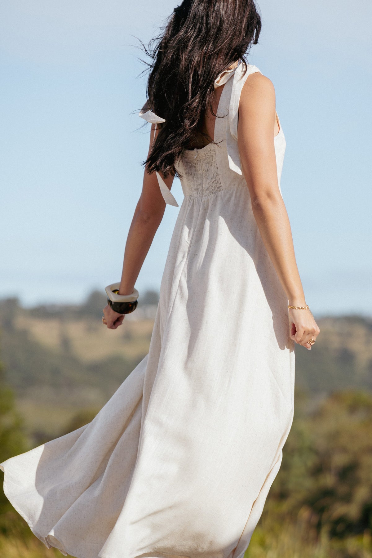 Valara Tie Shoulder Maxi Dress - Oatmeal