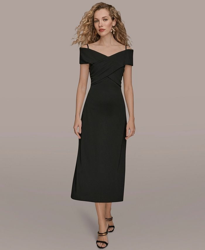 Donna Karan New York Women's Criss-Cross Off-Shoulder Dress