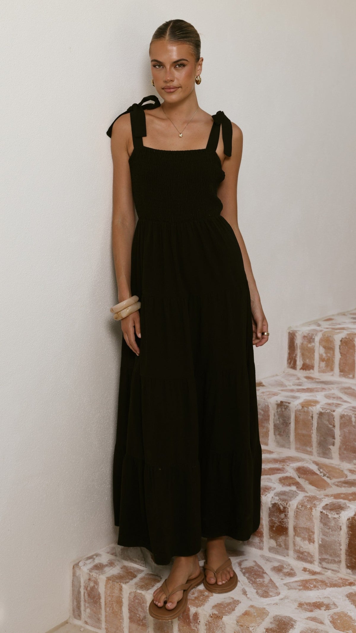 Carlina Tiered Maxi Dress - Black