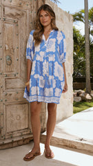 Tabitha Mini Dress - La Mer Blue