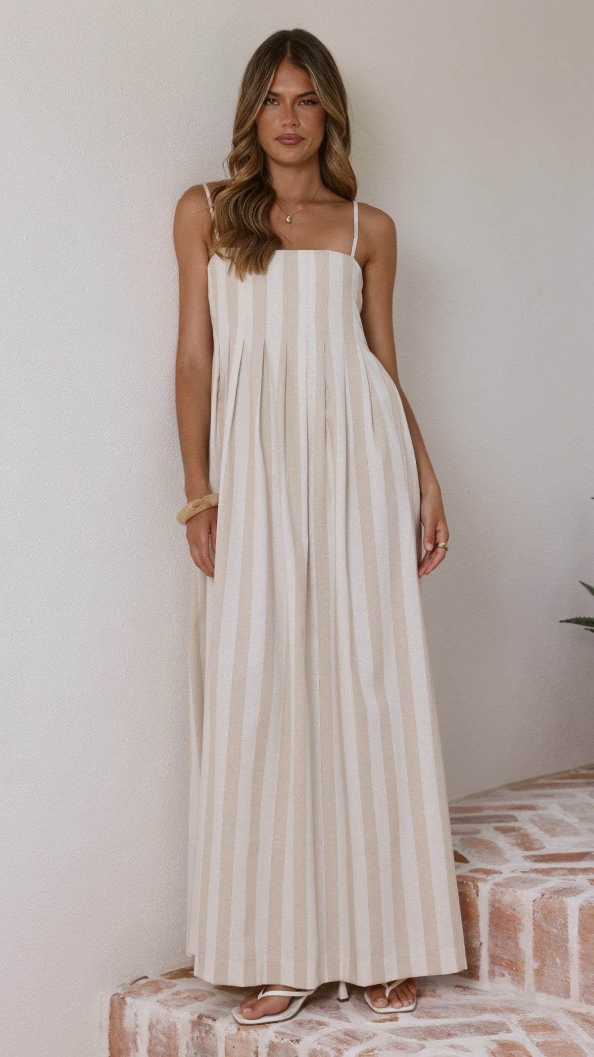 Pippa Maxi Dress - Beige Stripe