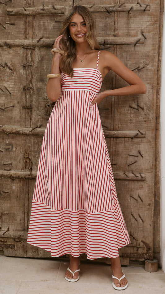 Marcel Maxi Dress - Red/White Stripe