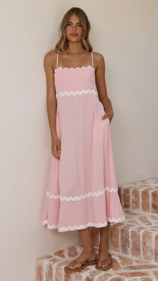 Seraphina Maxi Dress - Pink/White