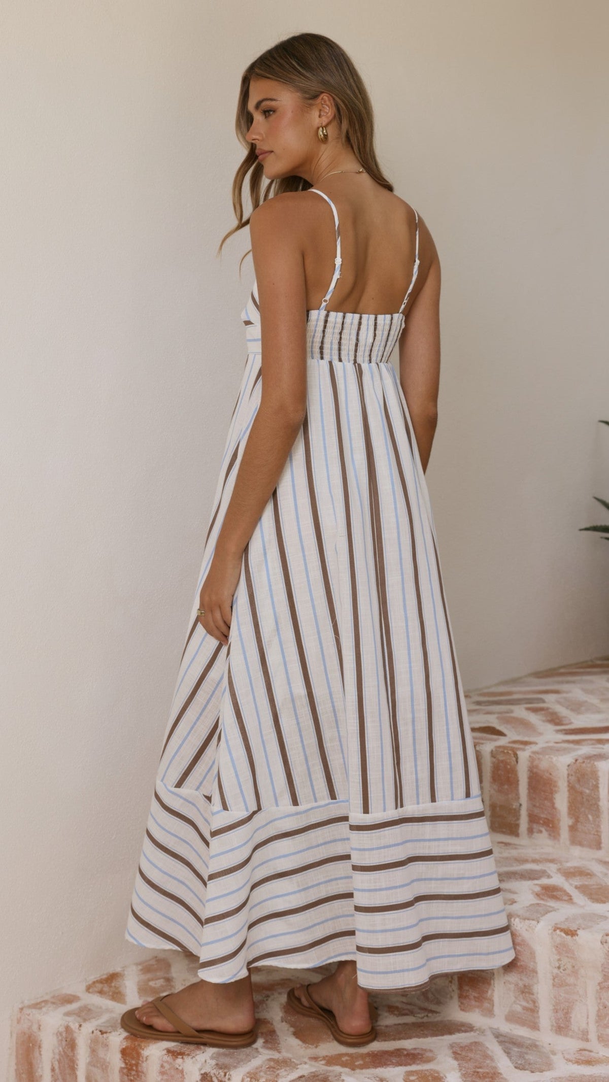 Marcel Maxi Dress - Choc/Blue Stripe