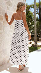 Dimmi Maxi Dress - White/Black Spot