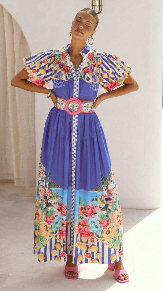 Bloom Maxi Dress - Positano Cobalt