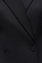 Chrishelle Satin Blazer Romper Mini Dress-Jet Black