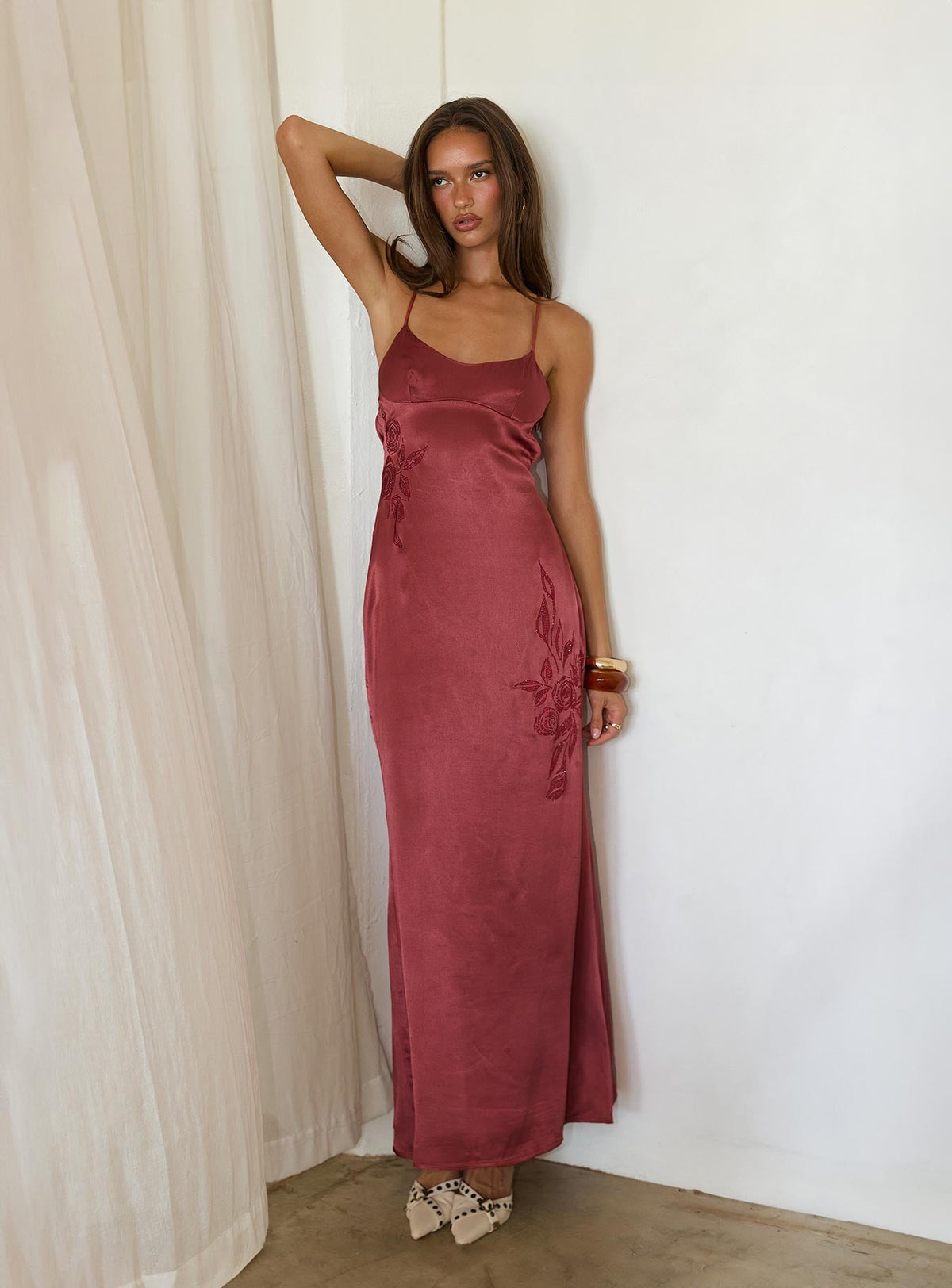 Catch You Up Beaded Maxi Dress Red