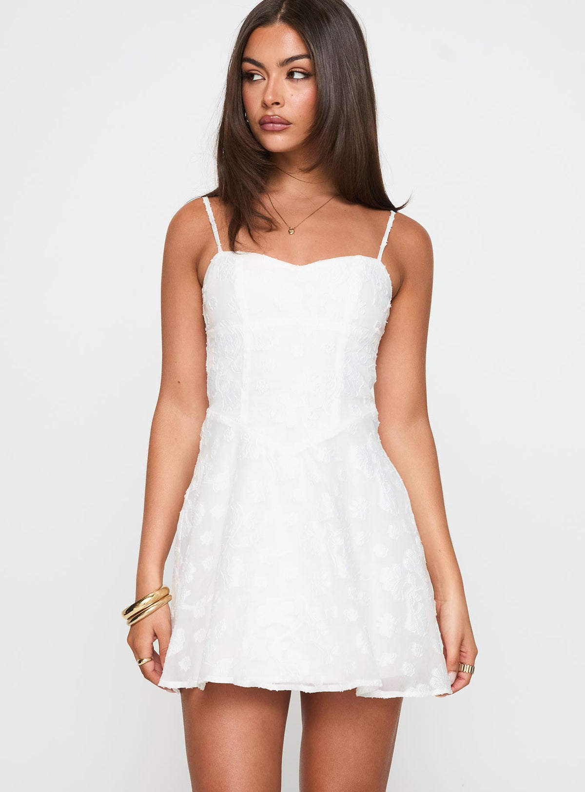 New Chapters Broderie Mini Dress White