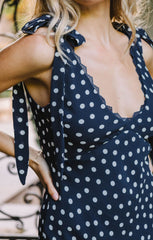 Emma Midi Dress ~ Navy Polka Dot