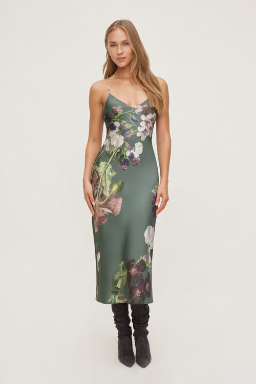 Aimee V Neck Maxi Dress-Dark Flowers