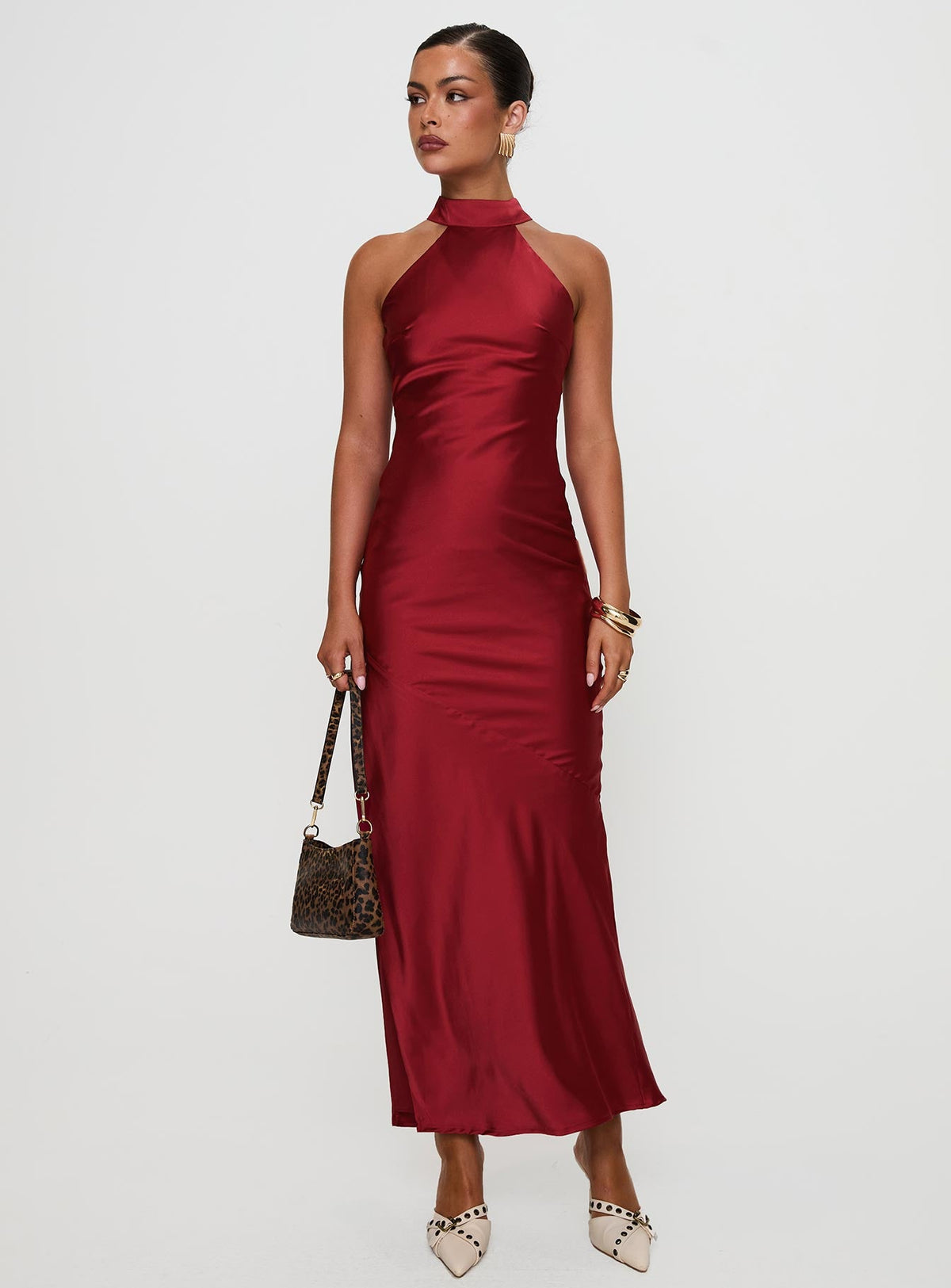 Mordecai Halter Maxi Dress Burgundy