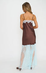 Celine Dress ~ Chocolate Blue Luxe Satin