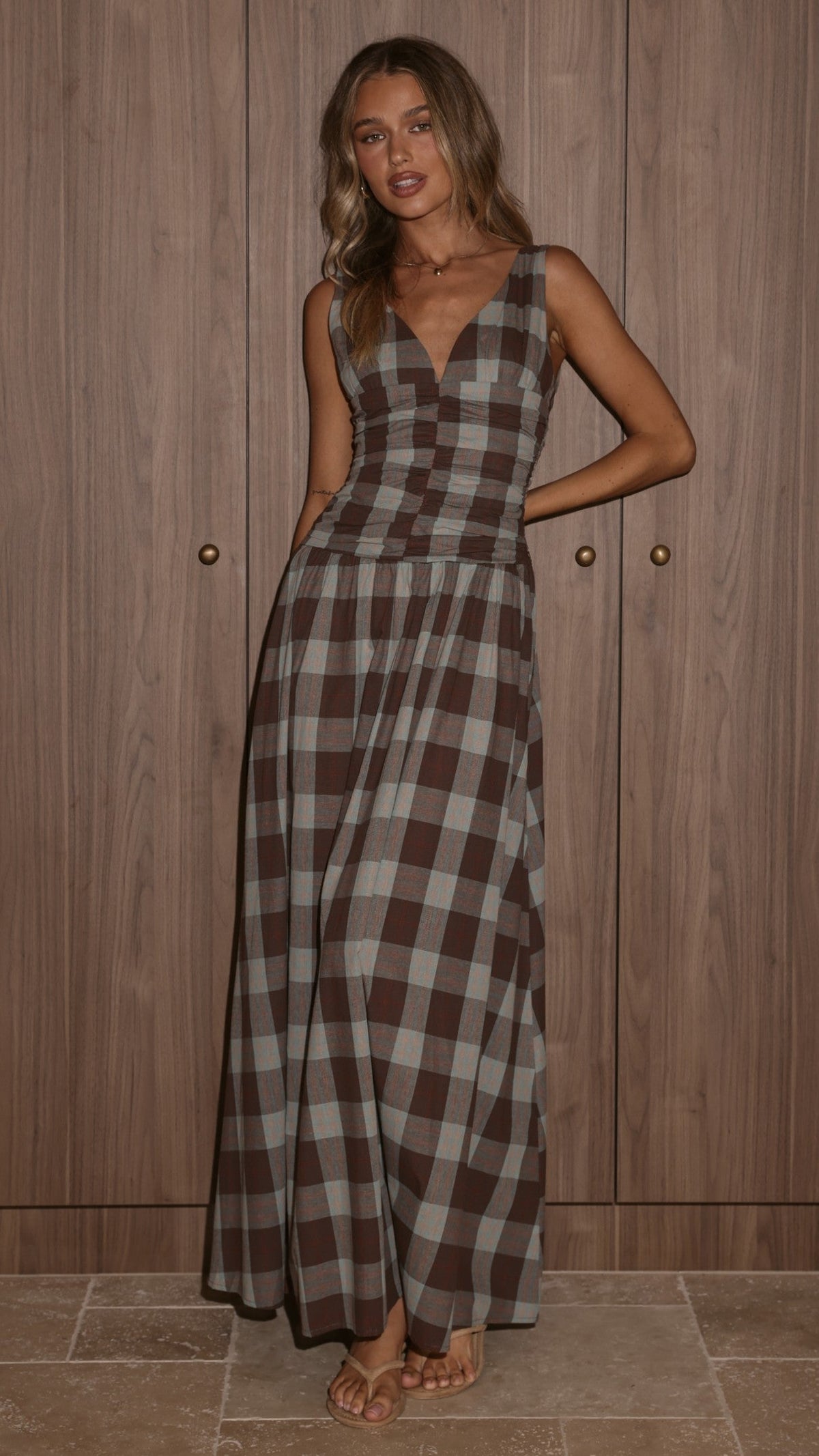 Sanya Maxi Dress - Chocolate Check