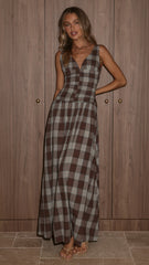 Sanya Maxi Dress - Chocolate Check