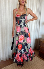 Rebecca Midi Dress ~ Noir Blooms