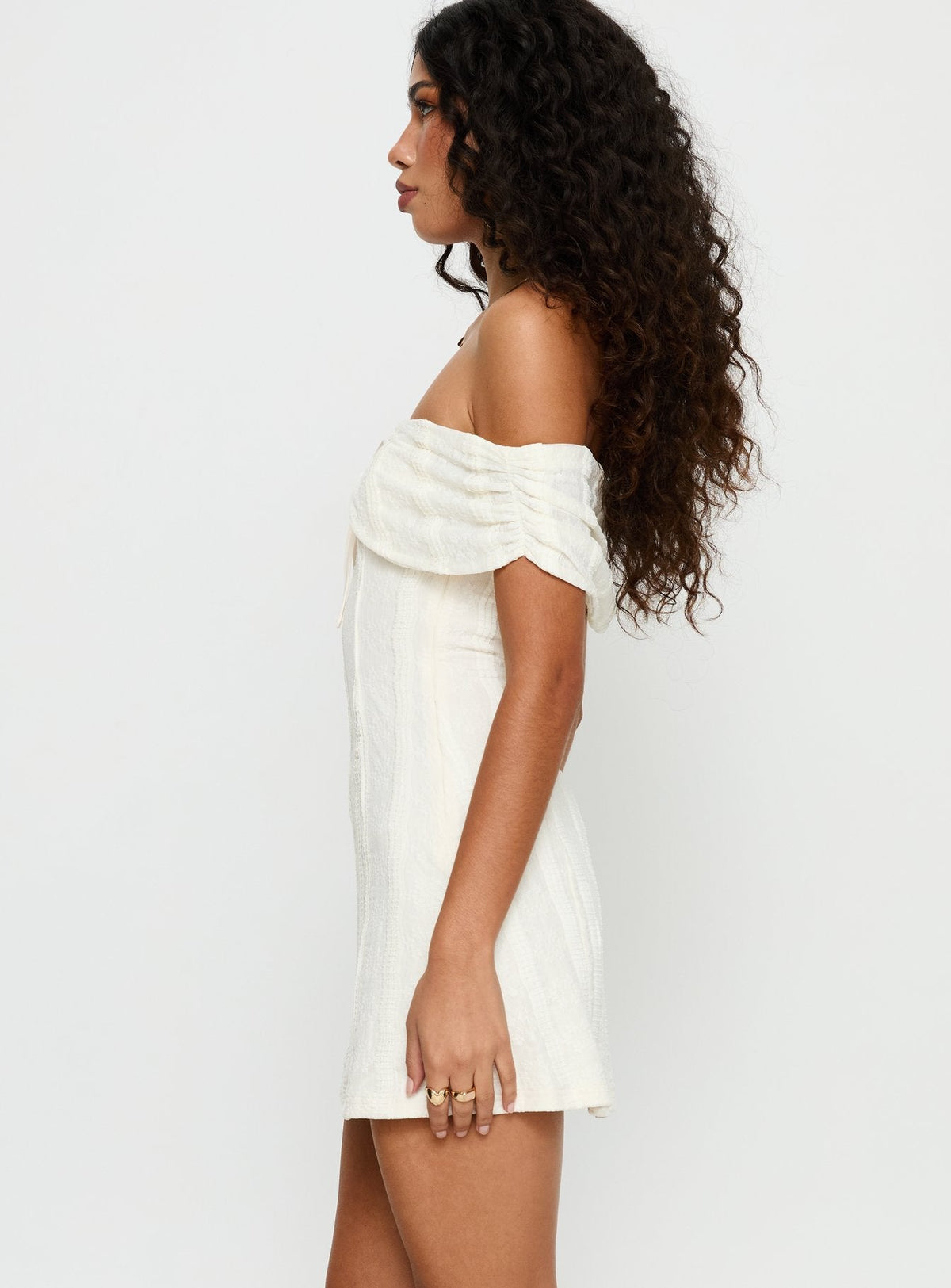 Colettie Off Shoulder Mini Dress Cream