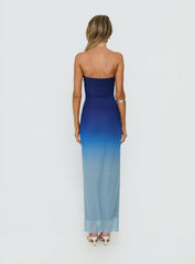 Stolen Love Strapless Maxi Dress Blue Ombre