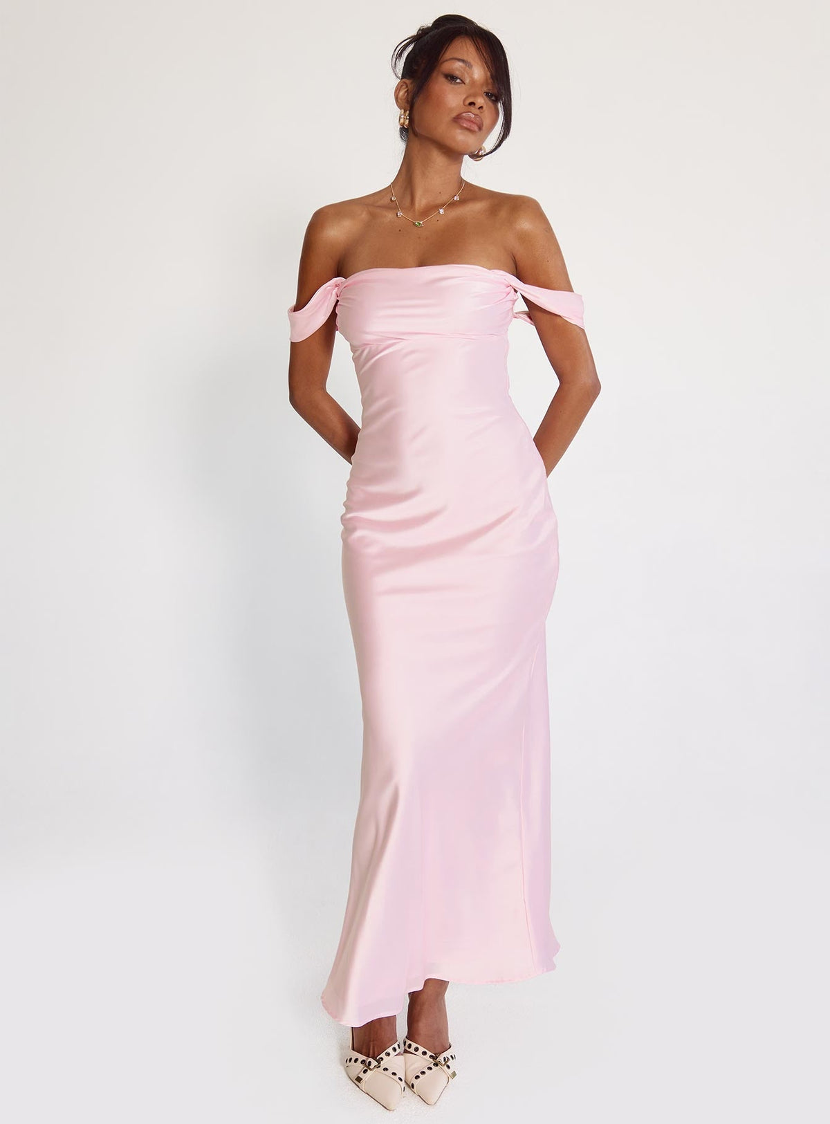 Azura Off The Shoulder Maxi Dress Pink