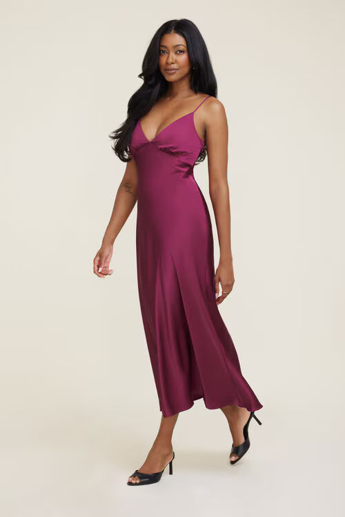 Sage Satin Maxi Dress