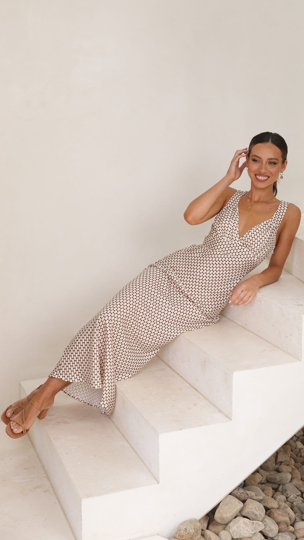 Rubie Maxi Dress - Brown Geo