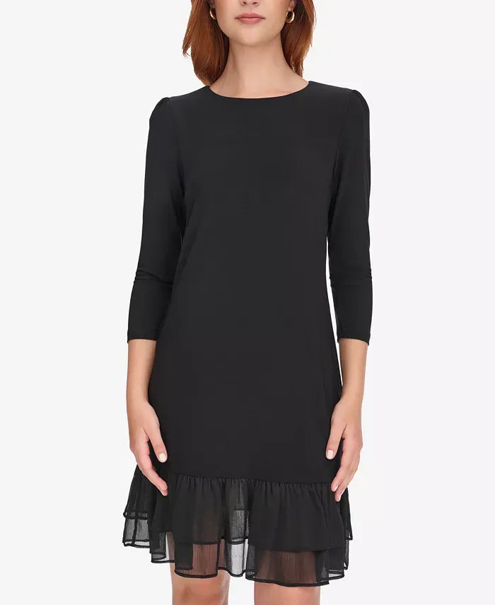 Tommy Hilfiger Women's Crewneck Ruffle Hem Dress