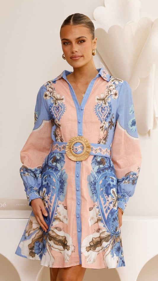 Atiah Mini Dress - Willow Blue