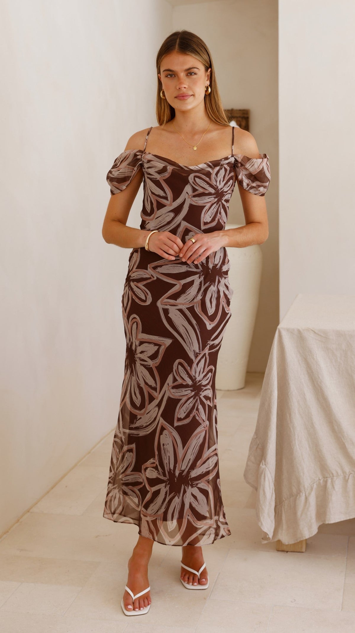 Adrianna Maxi Dress - Brown Floral