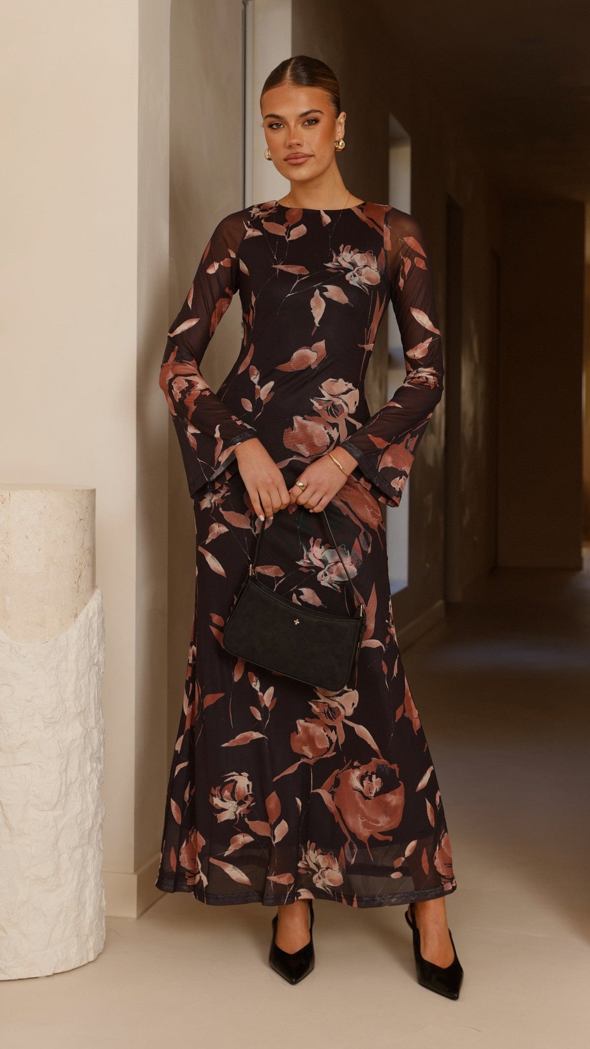 Koah Long Sleeve Maxi Dress - Flower Print
