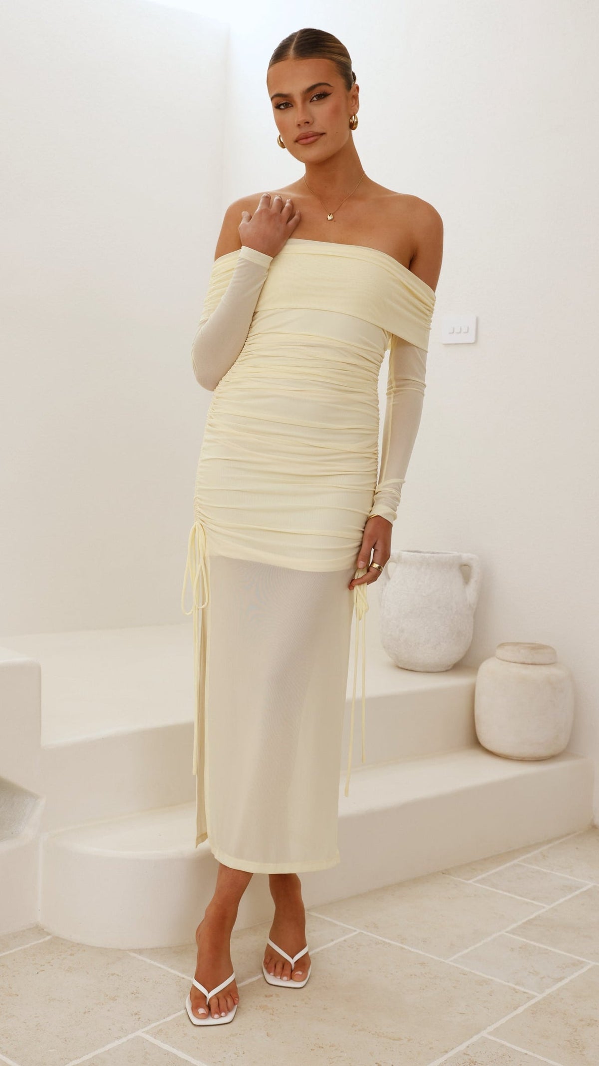 Isadora Off Shoulder Maxi Dress - Yellow
