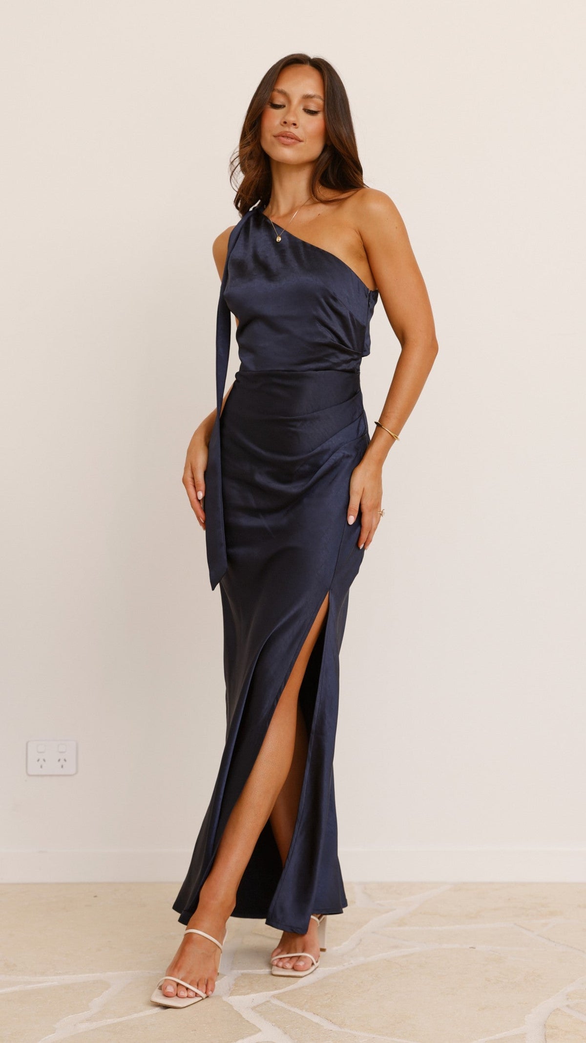 Halle One Shoulder Maxi Dress - Navy