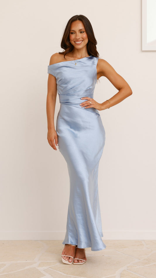 Auria Off Shoulder Maxi Dress - Blue
