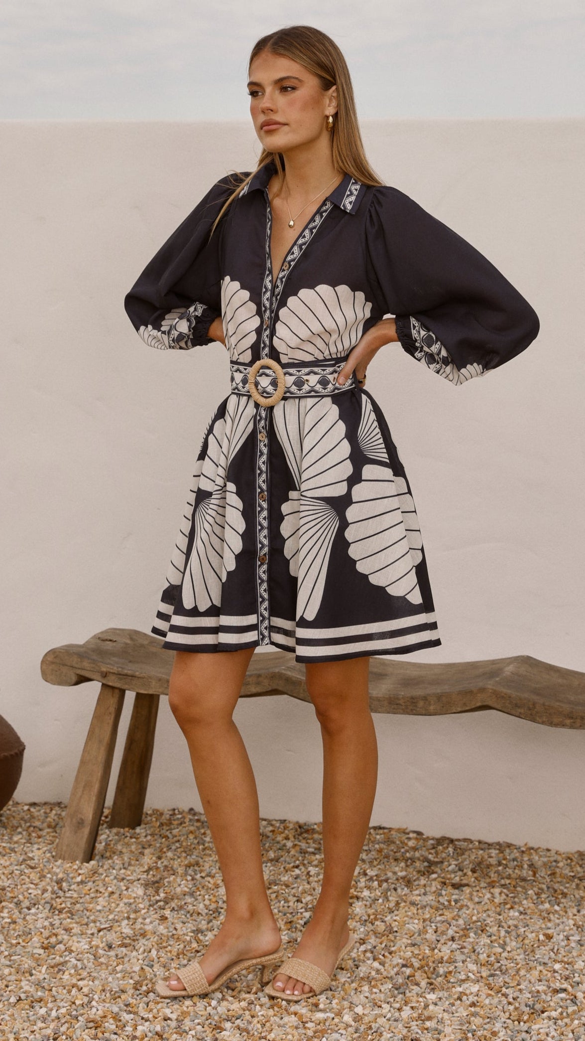 Mariel Long Sleeve Mini Dress - Black