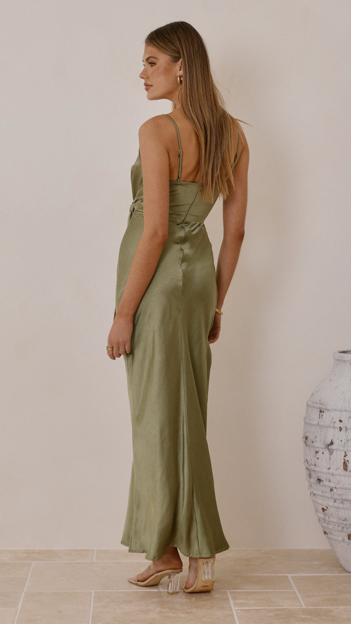 Yasmeen Tie Front Maxi Dress - Olive