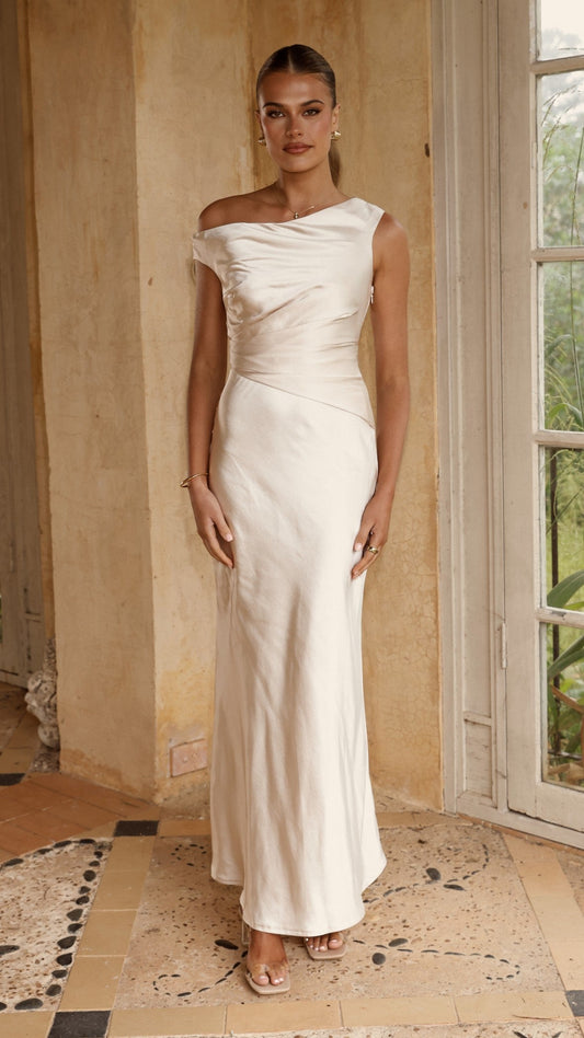 Auria Off Shoulder Maxi Dress - Champagne
