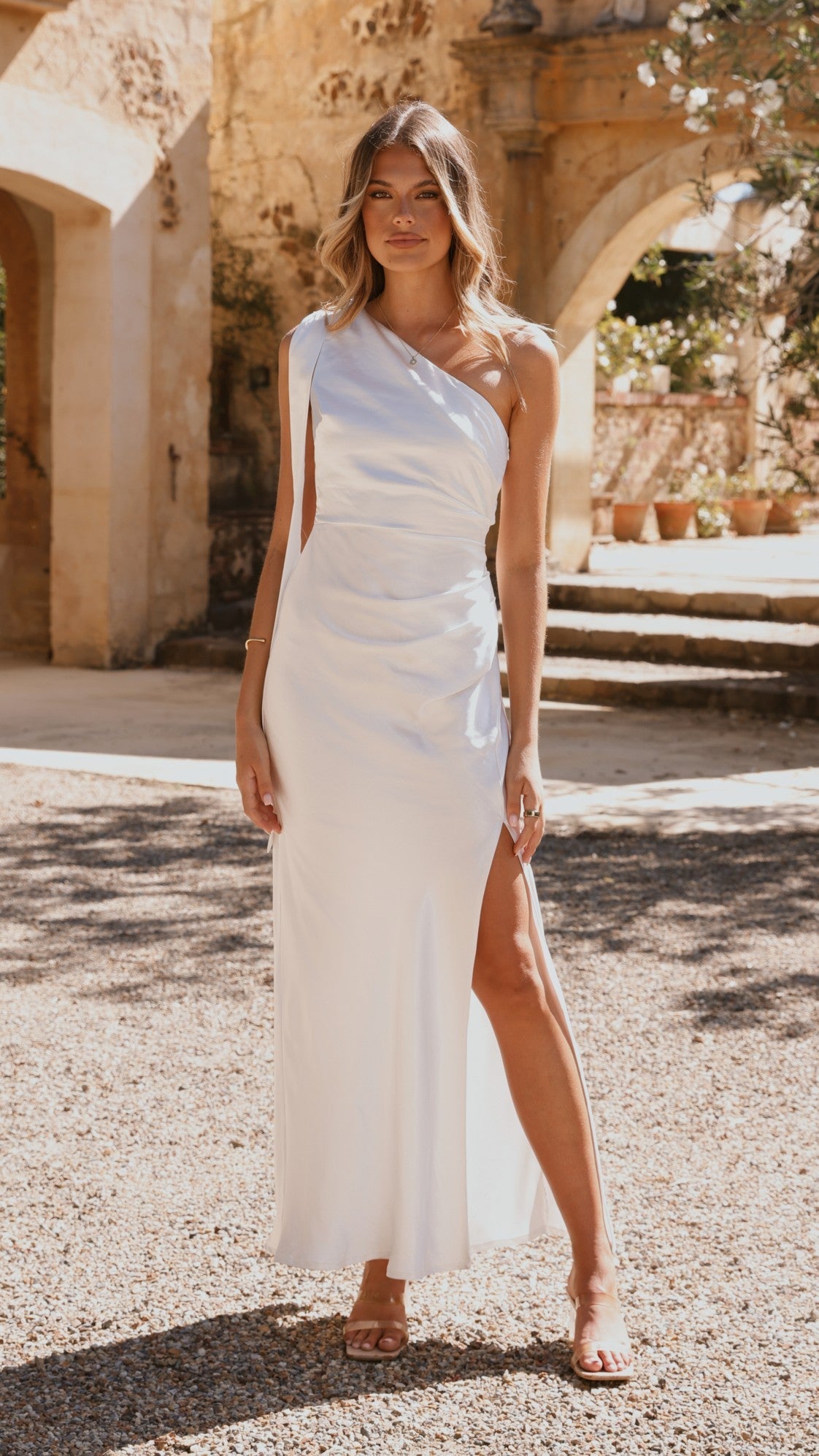 Halle One Shoulder Maxi Dress - Ivory
