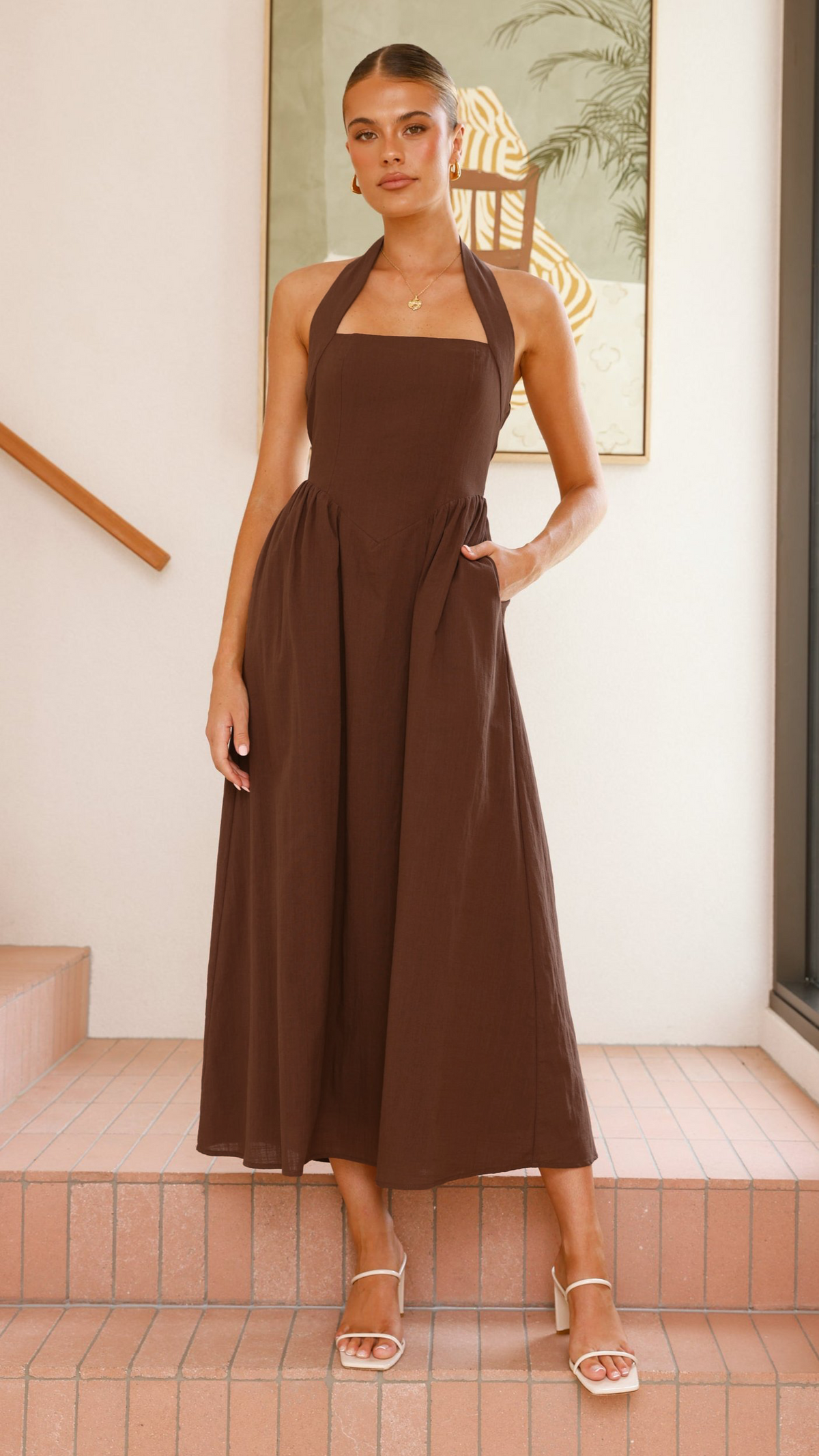 Caden Maxi Dress - Chocolate