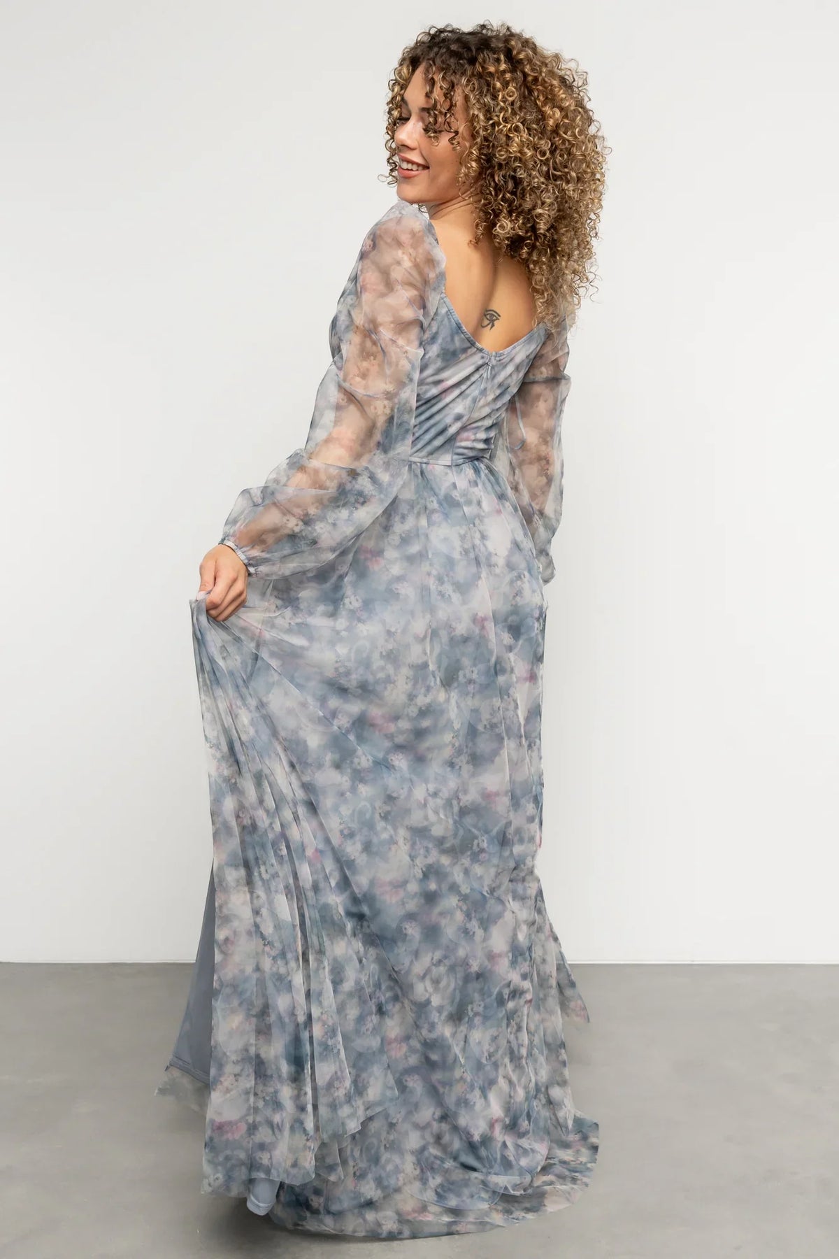 Katara Tulle Maxi Dress | Light Blue Floral