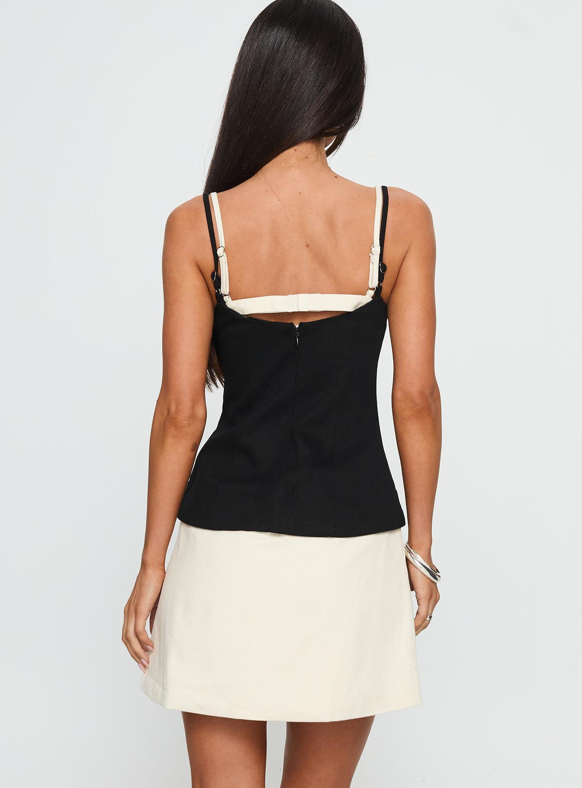 Mariselle Layered Corset Mini Dress Black / Cream