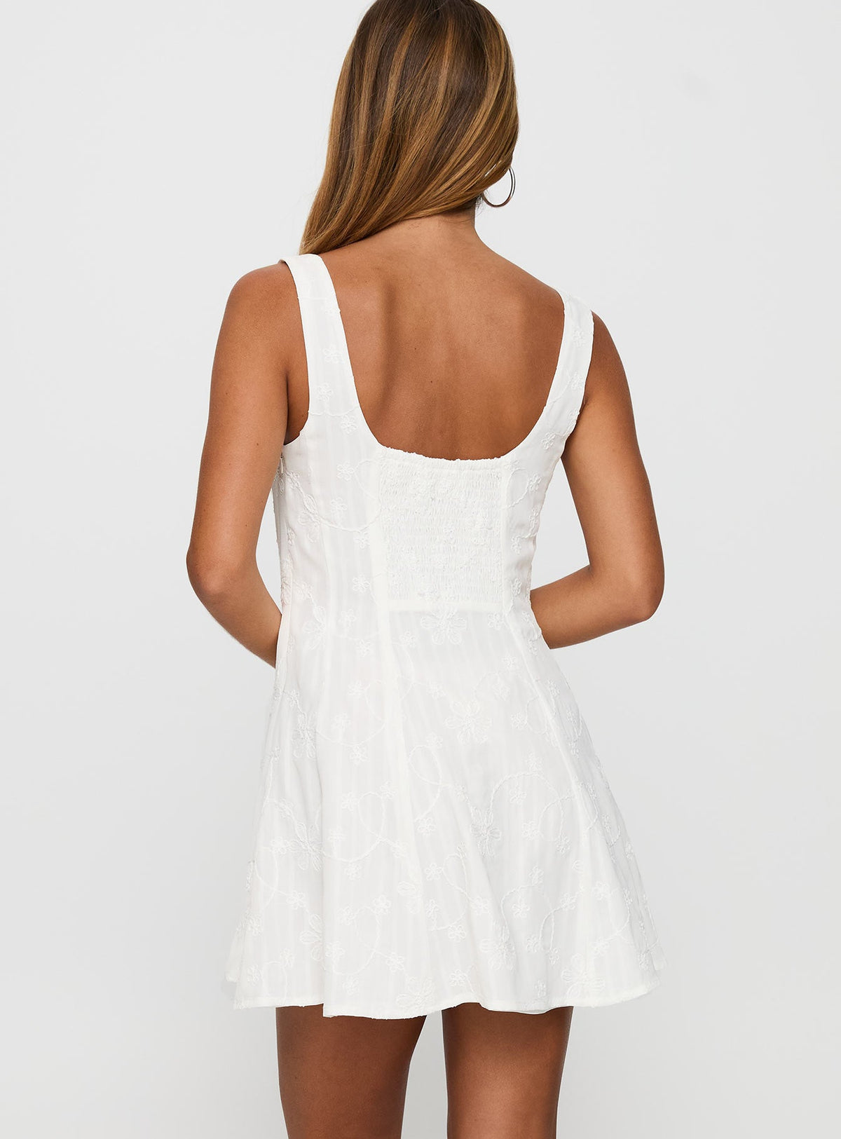 You Can Embroidered Mini Dress White