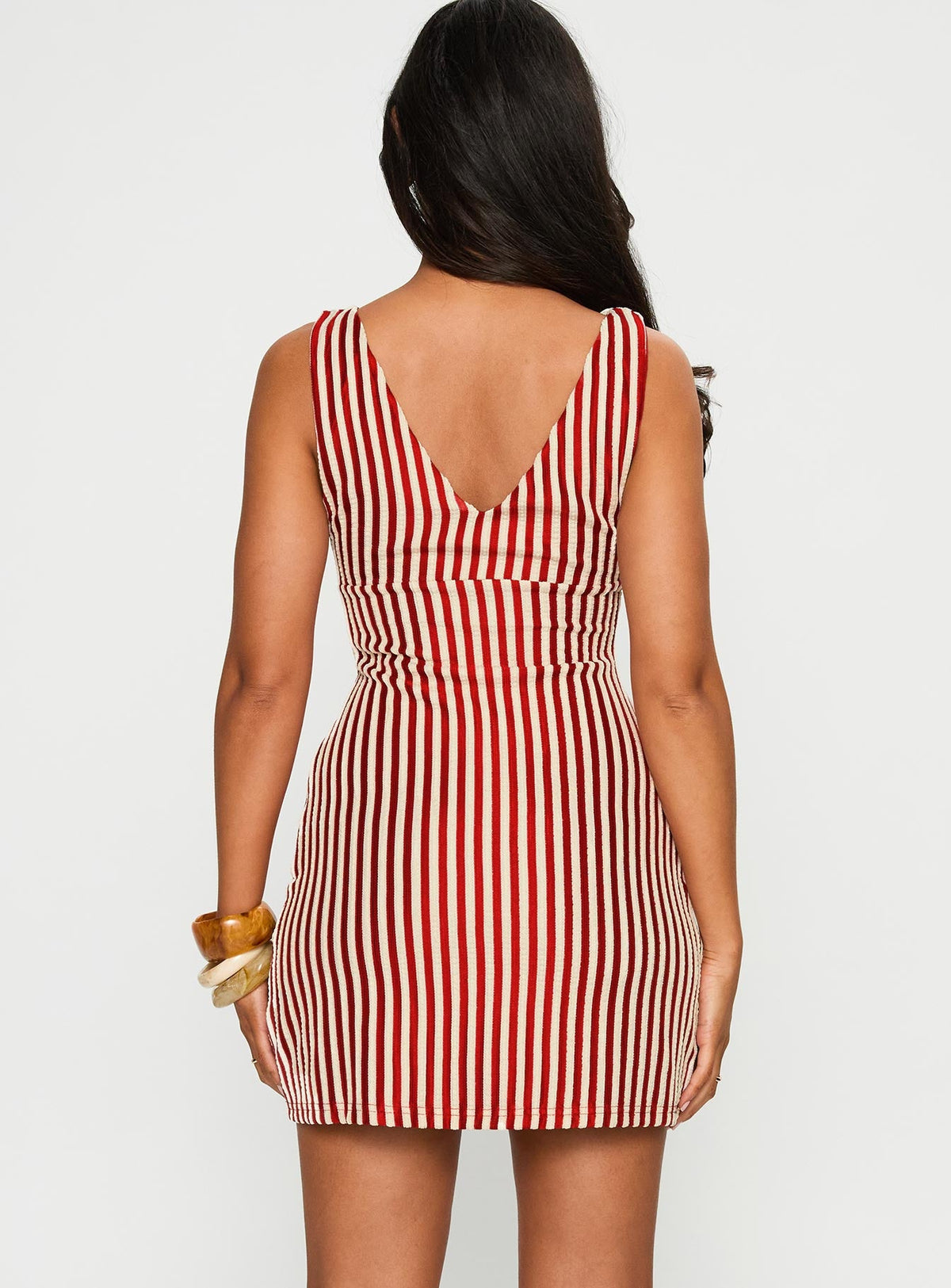 Daphney Plunge Mini Dress Red / Cream