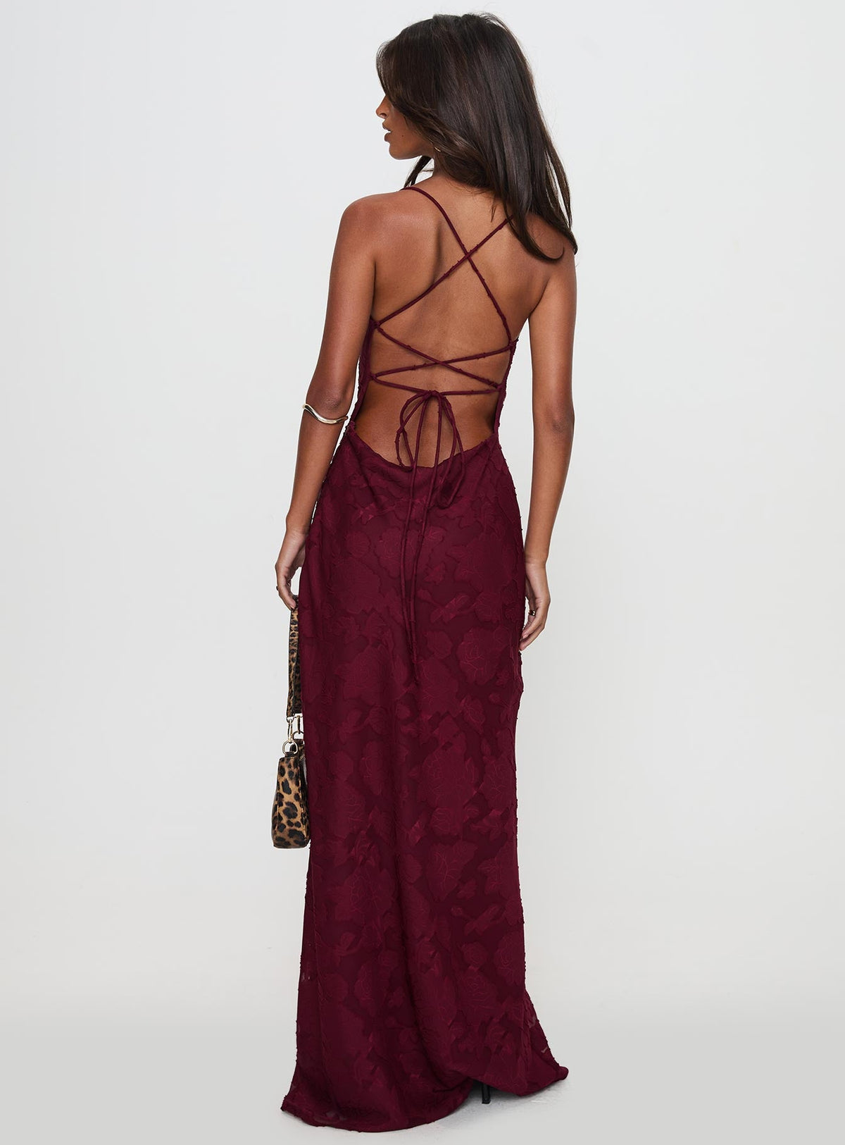 Celena Maxi Dress Burgundy Burnout