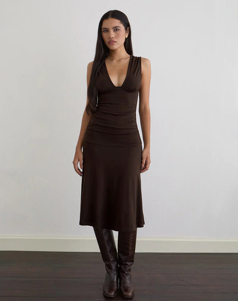 Laluma Midi Dress in Bitter Chocolate