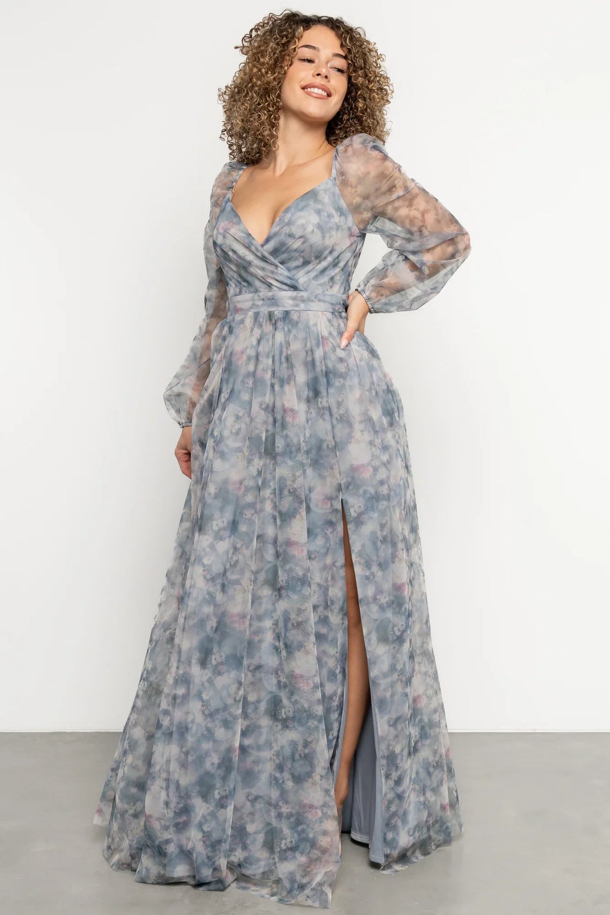 Katara Tulle Maxi Dress | Light Blue Floral