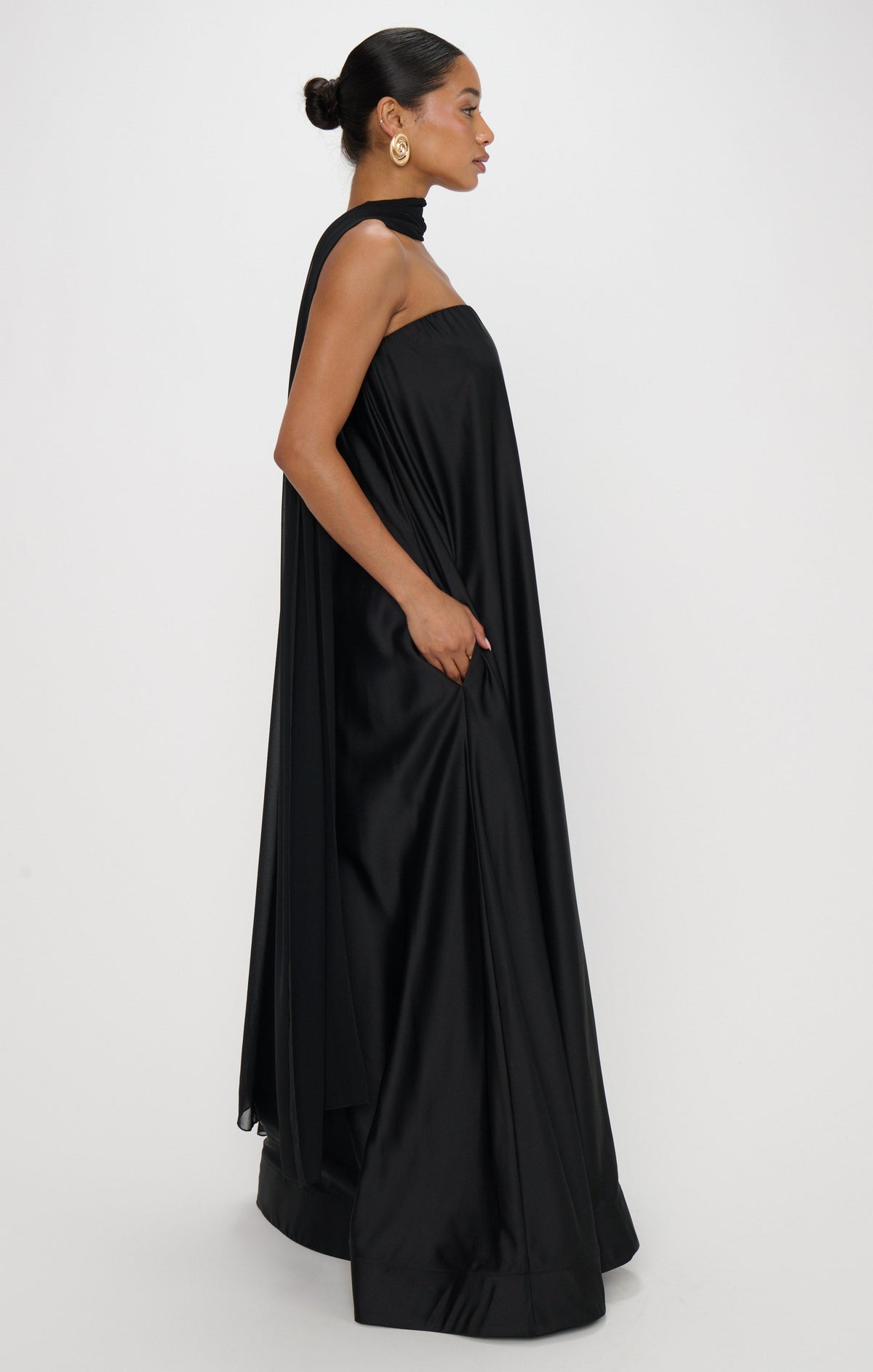 Tinsley Tube Dress ~ Black Luxe Satin