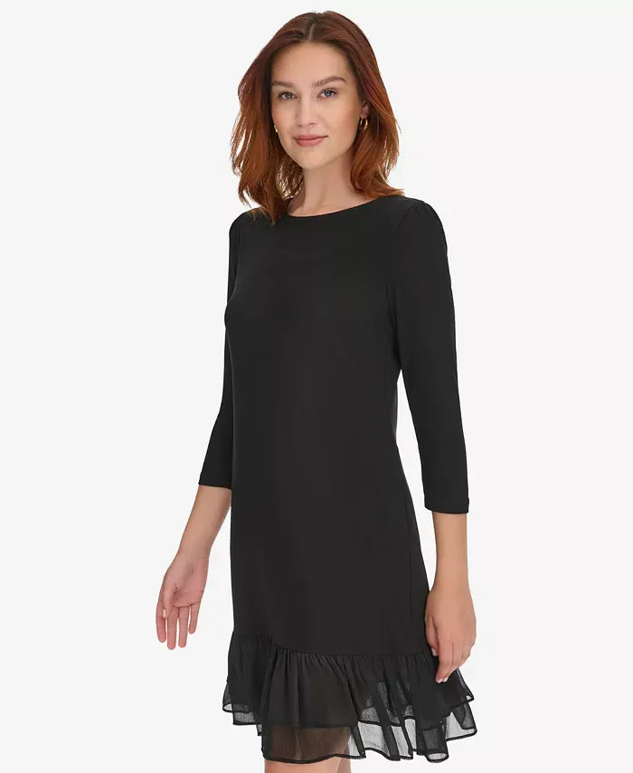Tommy Hilfiger Women's Crewneck Ruffle Hem Dress